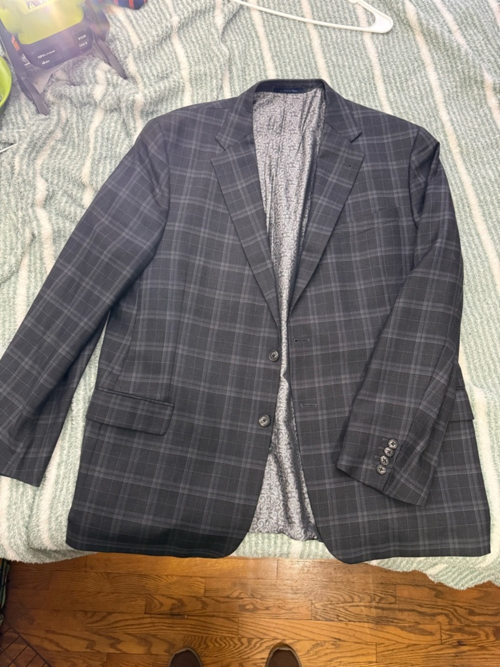 Men's Charcoal Gray Windowpane Blazer - Classic Tailored Jacket